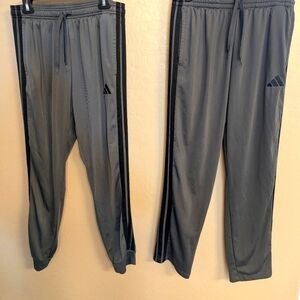 Two Pair Adidas Track Pants 1 Cuffed Leg / 1 Open Leg Mens Large Gray/Black